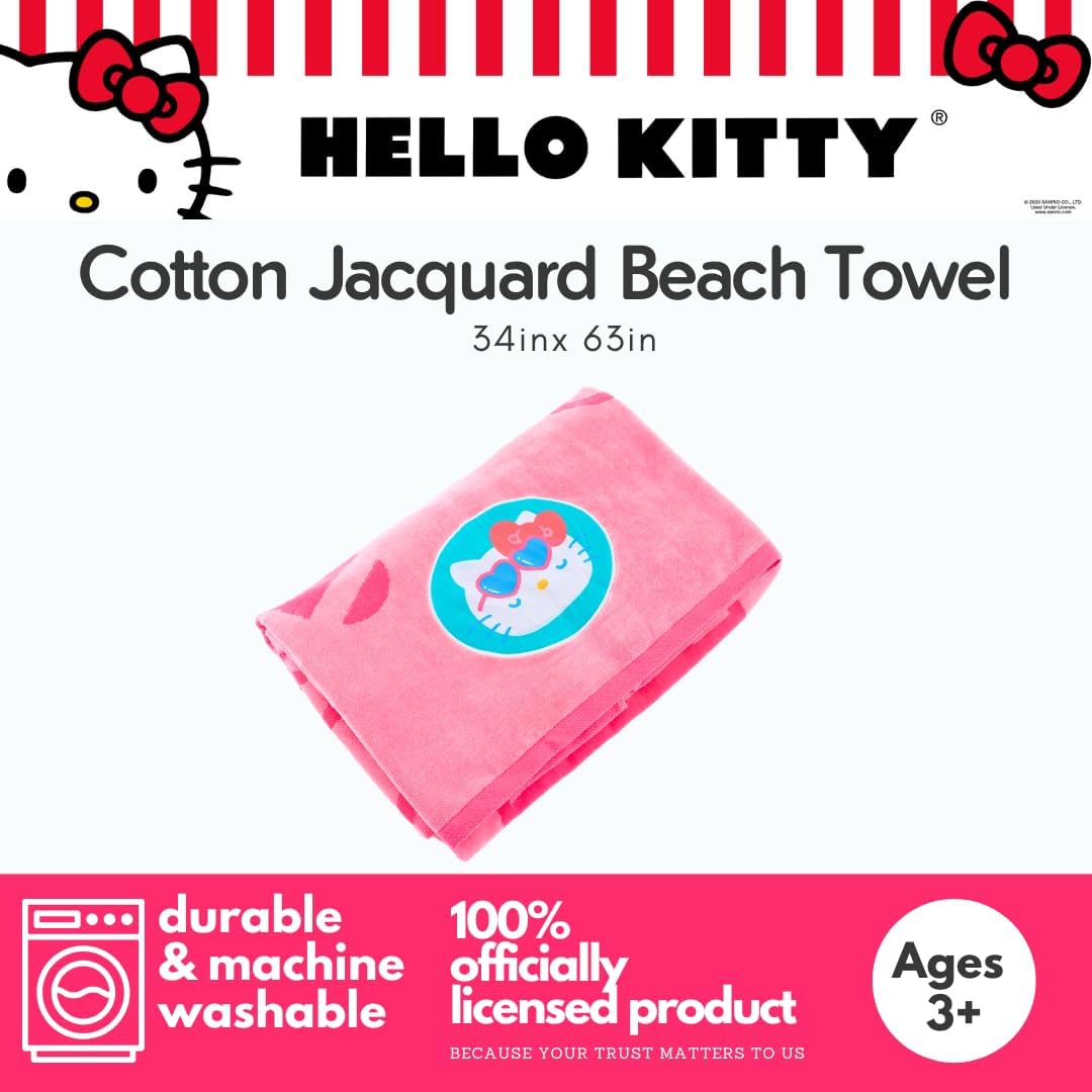 Franco Luxe Sanrio Hello Kitty - Toalla de baño de algodón de gran...