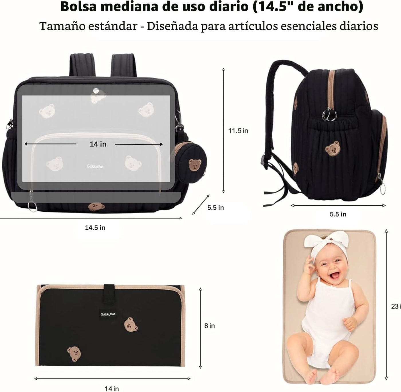 GOBABYMART - Mochila para pañales con cambiador, bolsa de viaje par...