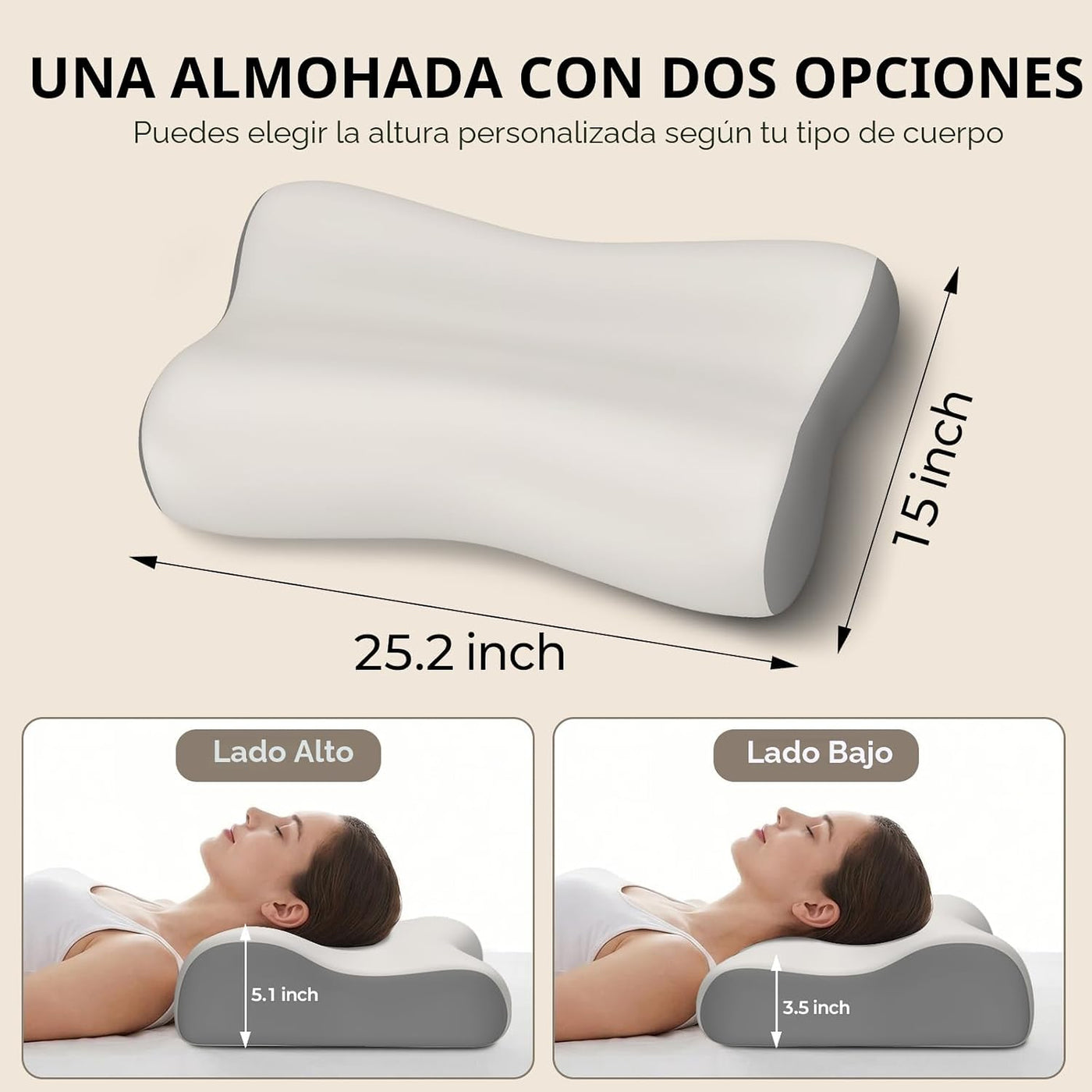 Polovo Almohada cervical para aliviar el dolor – Almohada ergonómic...