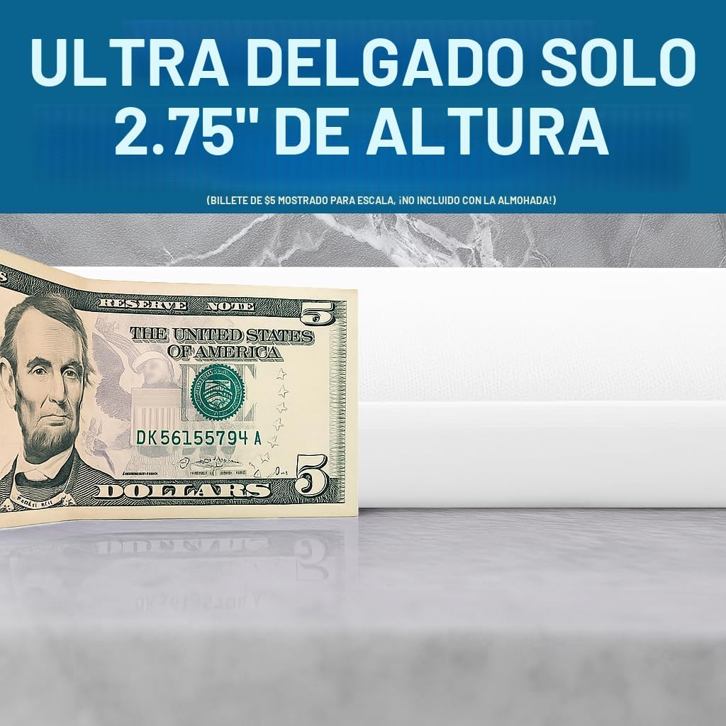 Bluewave Bedding Almohada de espuma viscoelástica de gel ultra delg...