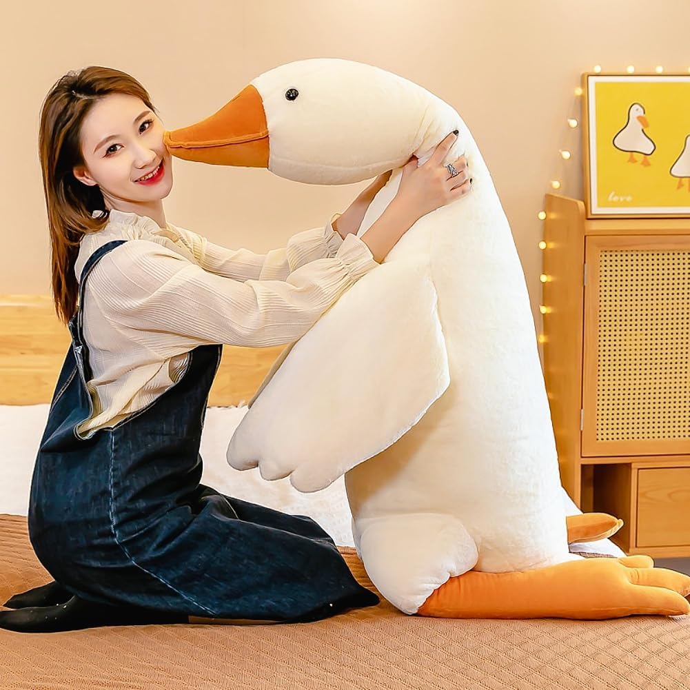 BXEBUI Peluche gigante de ganso blanco de 75 pulgadas, enorme cisne...