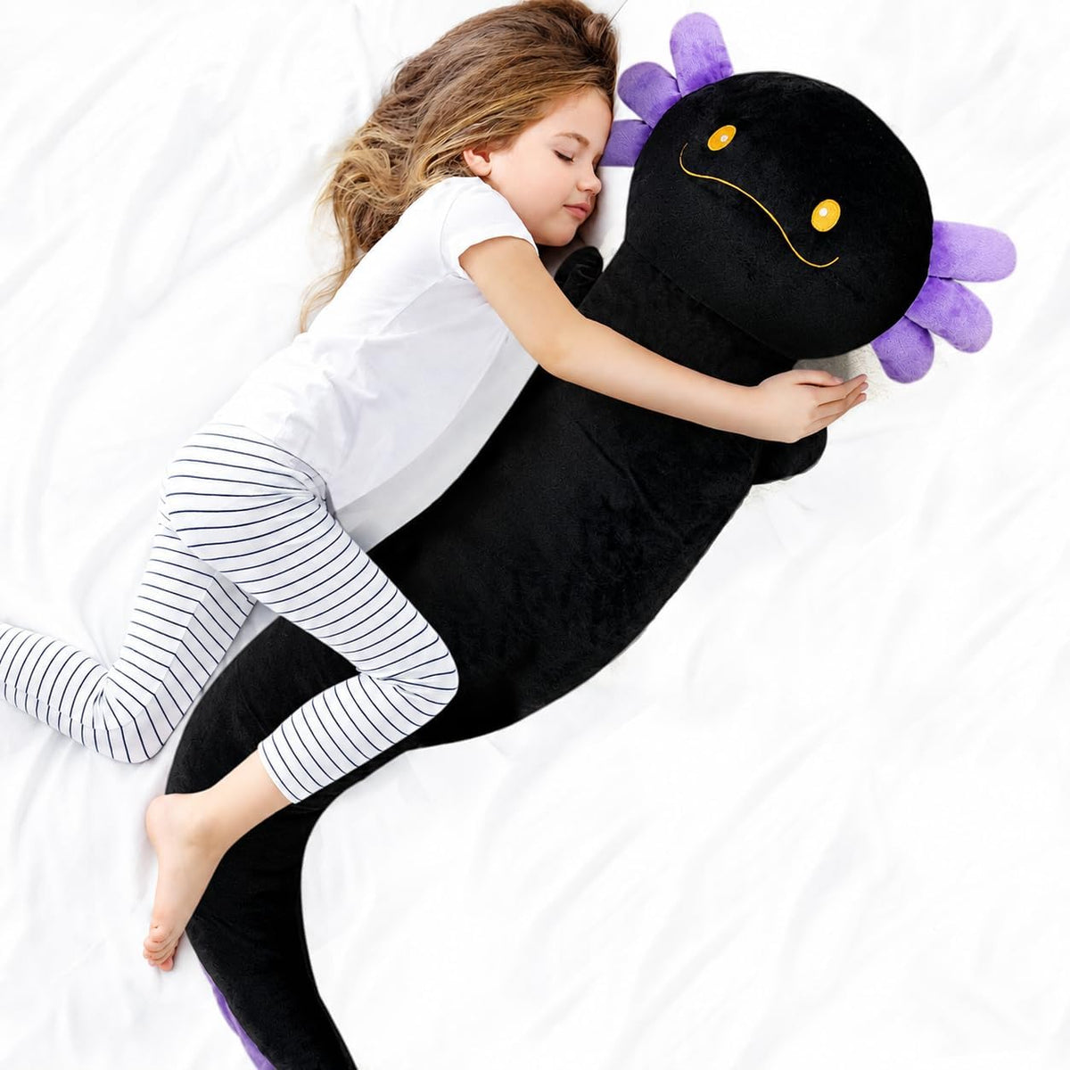 Tianmihou - Peluche gigante de axolotl de 48 pulgadas, axolotl negr...