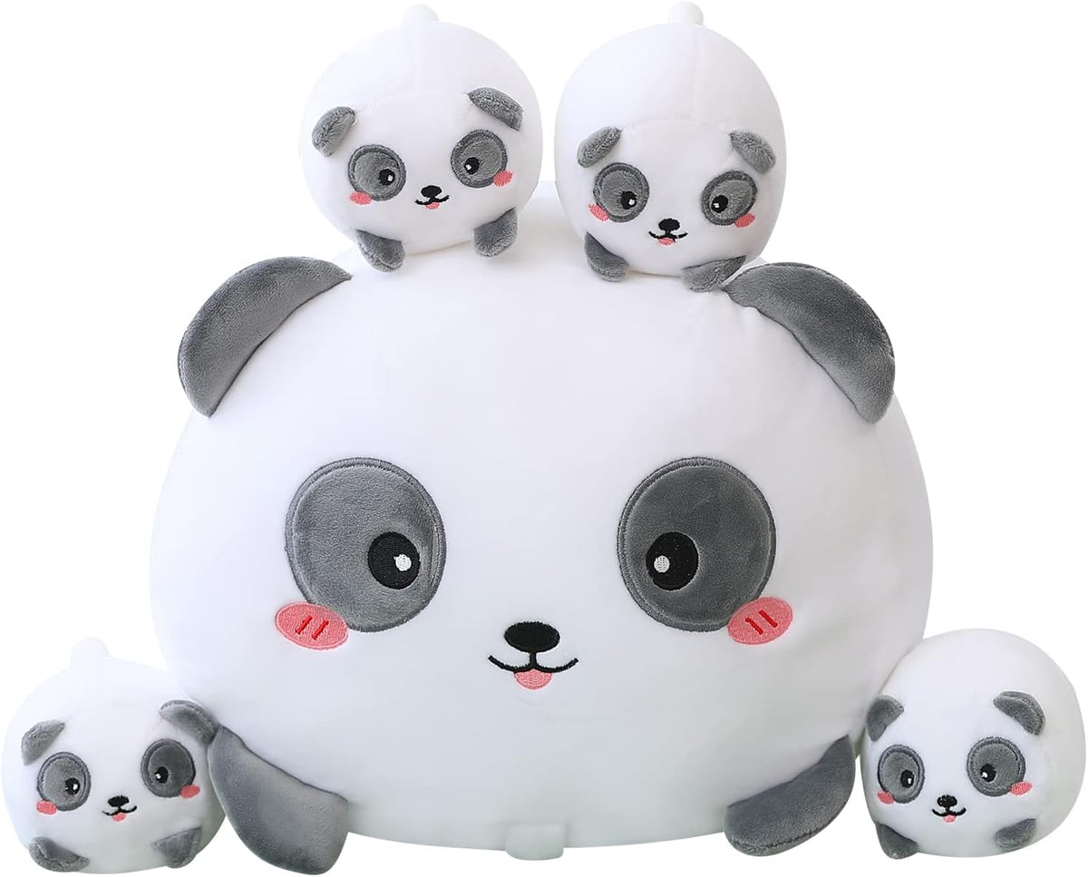 SQEQE Panda Mommy - Animal de peluche con 4 pandas de bebé, juguete...
