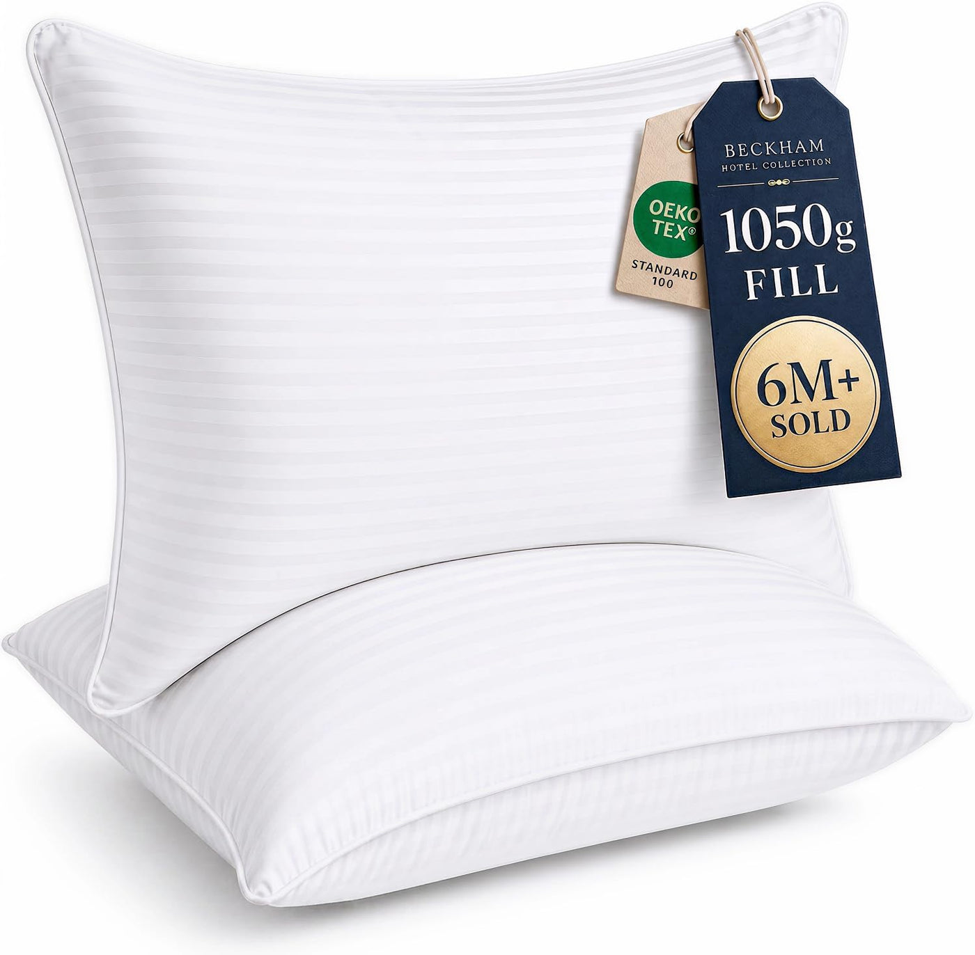 Colección de hotel Beckham Juego de 2 almohadas de cama tamaño está...
