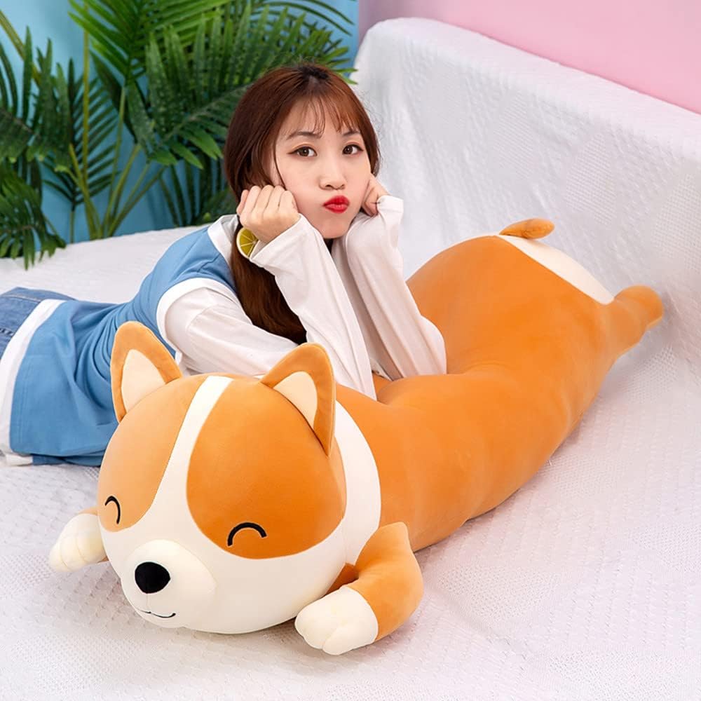 MIAOHAHA Almohada de peluche de 120 cm de Corgi, lindo juguete de a...