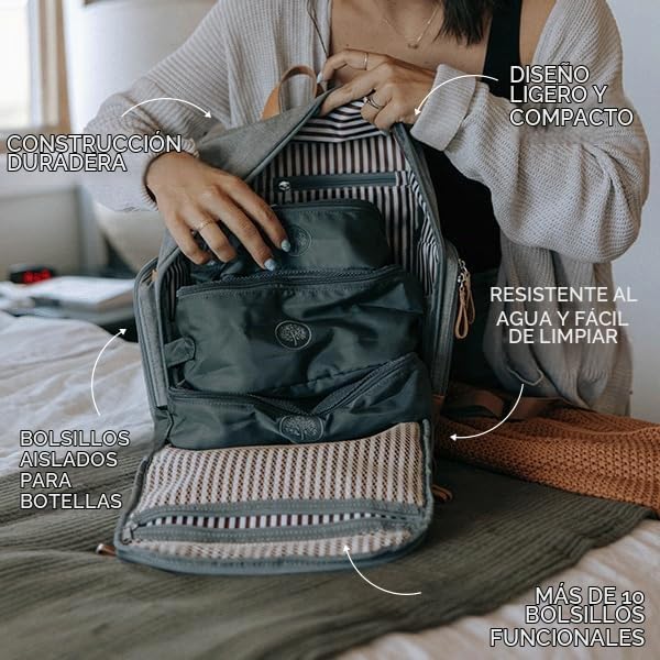 Parker - Mochila para pañales para bebé, bolsa de pañales con crema...