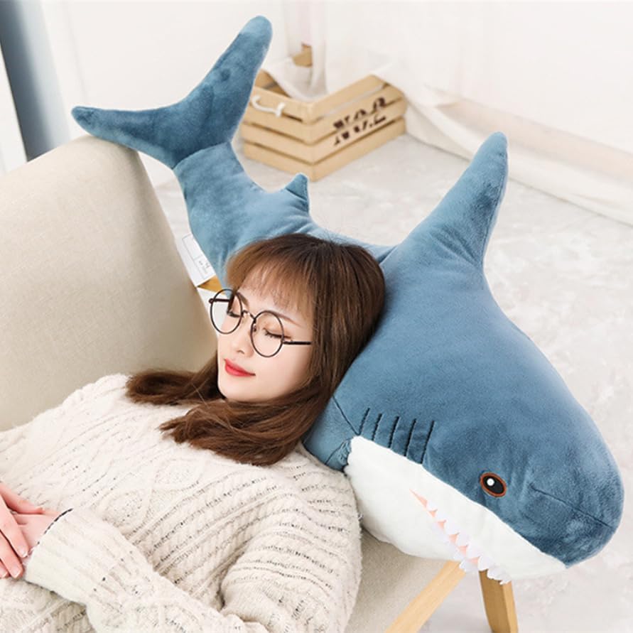 XIYUAN Juguete de peluche de tiburón de 39.3 pulgadas, tiburón giga...