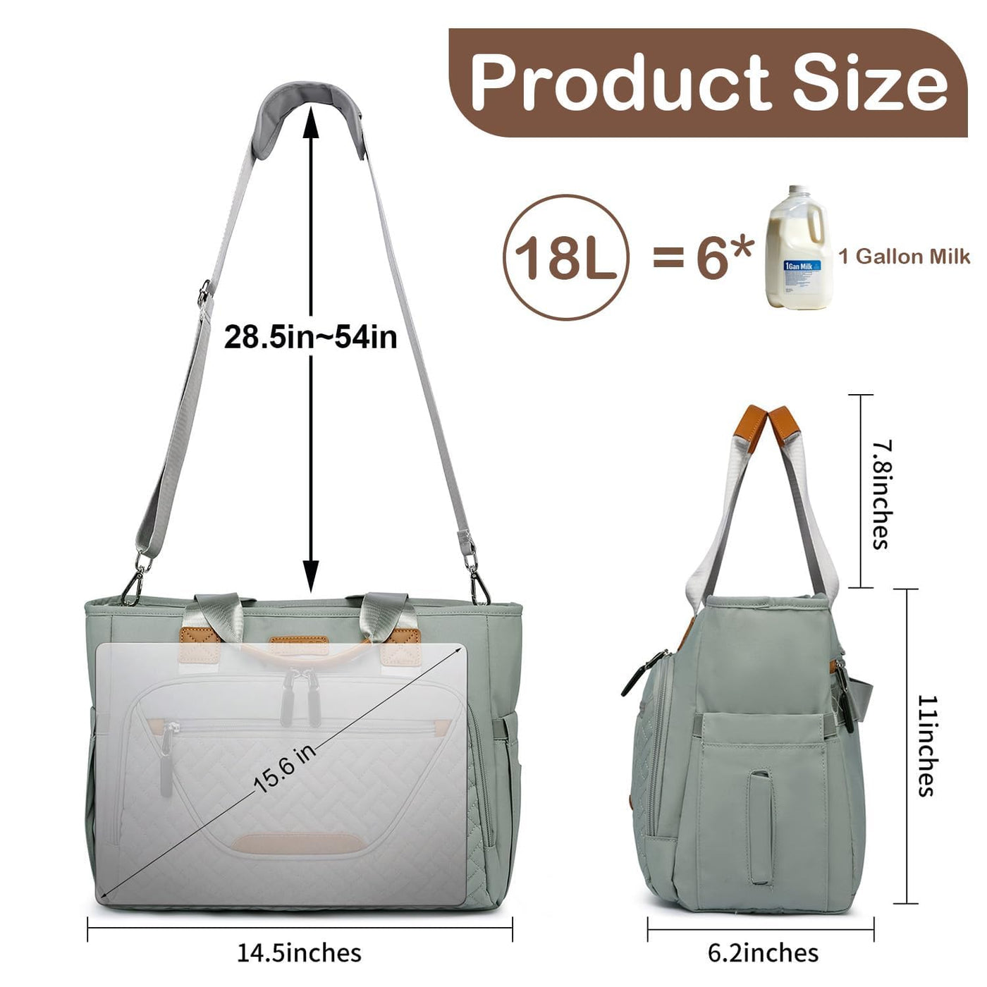 FHELAD Bolsa de pañales grande con compartimento para laptop de 16...