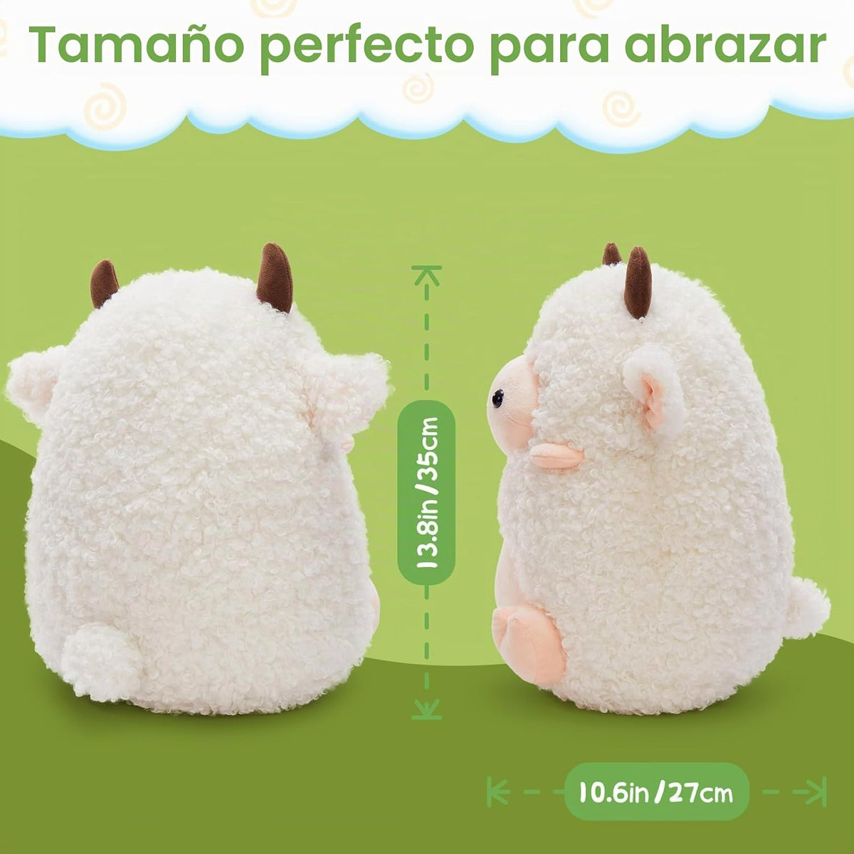 MaoGoLan Peluche de Oveja de 14 pulgadas, Almohada Decorativa Aplas...