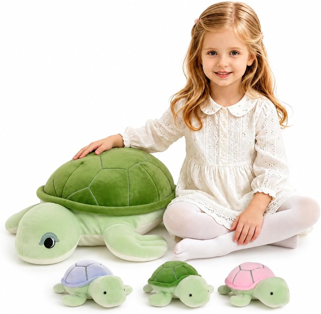 MMguai Mommy Turtle - Animales de peluche con bebés en el interior,...