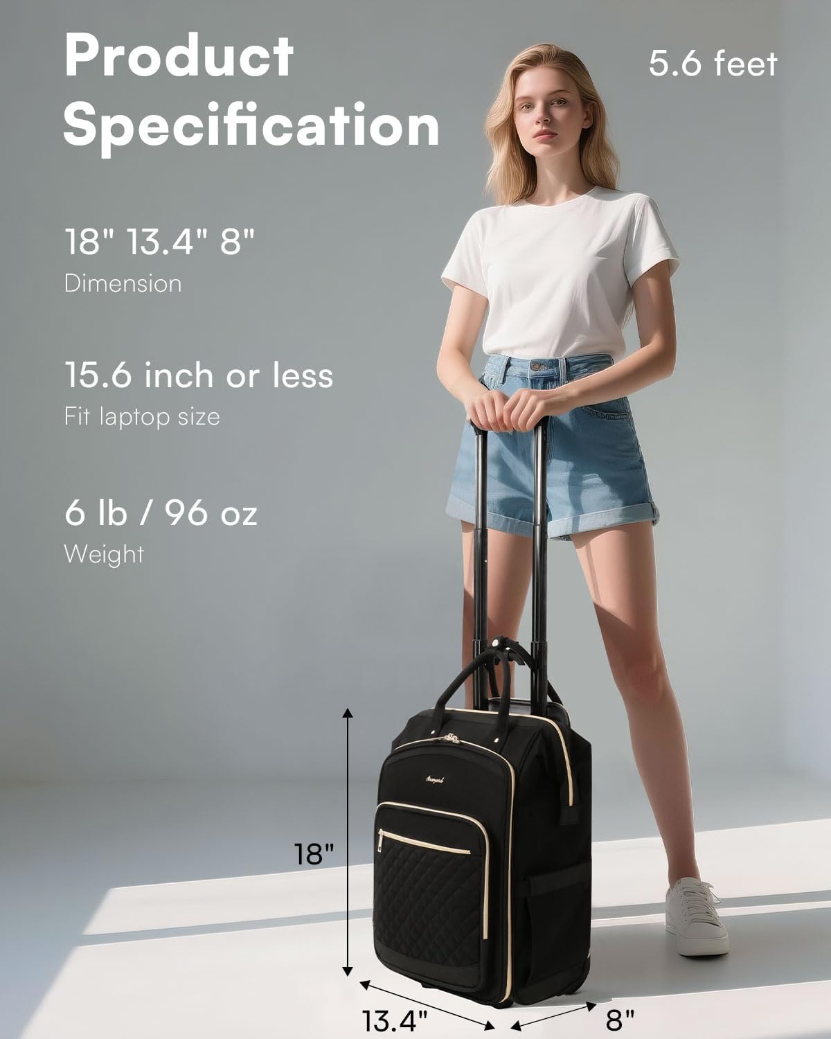 Arcoyard Mochila con ruedas para mujer, mochila de viaje de 16 pulg...
