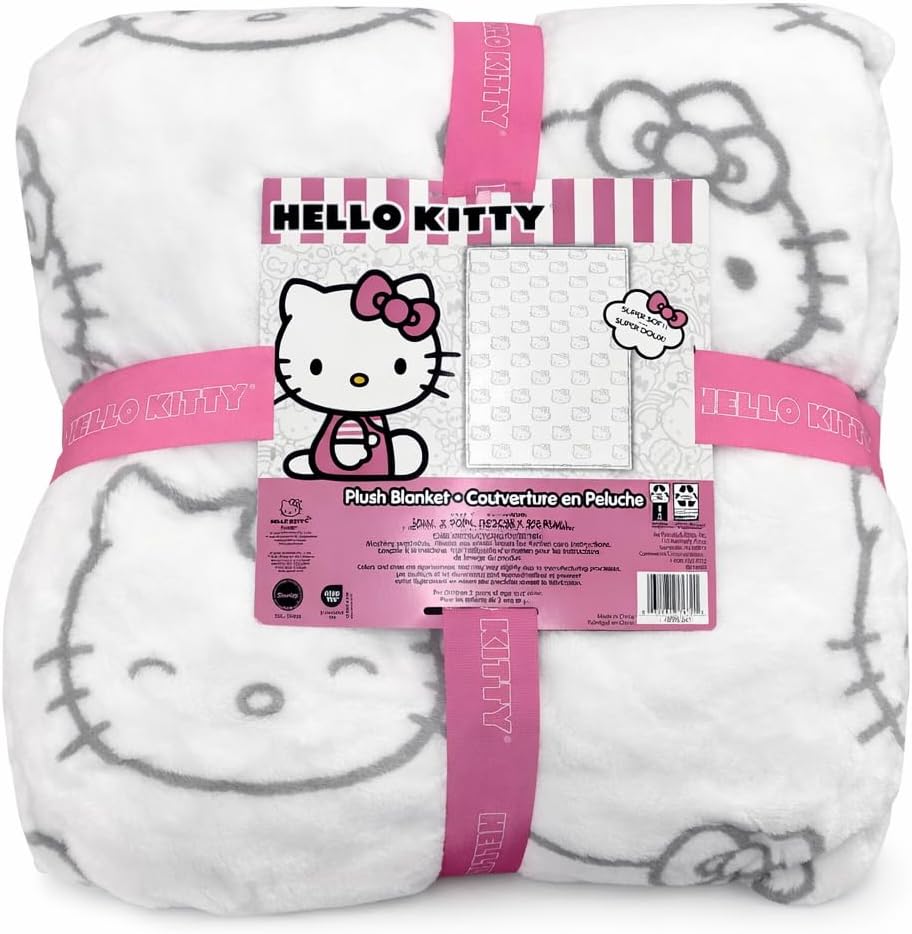 Jay Franco & Sons, Inc. Hello Kitty - Manta de felpa, color bla...