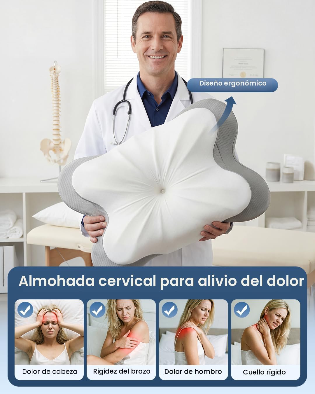 Almohada cervical para aliviar el dolor de cuello, almohada de cont...