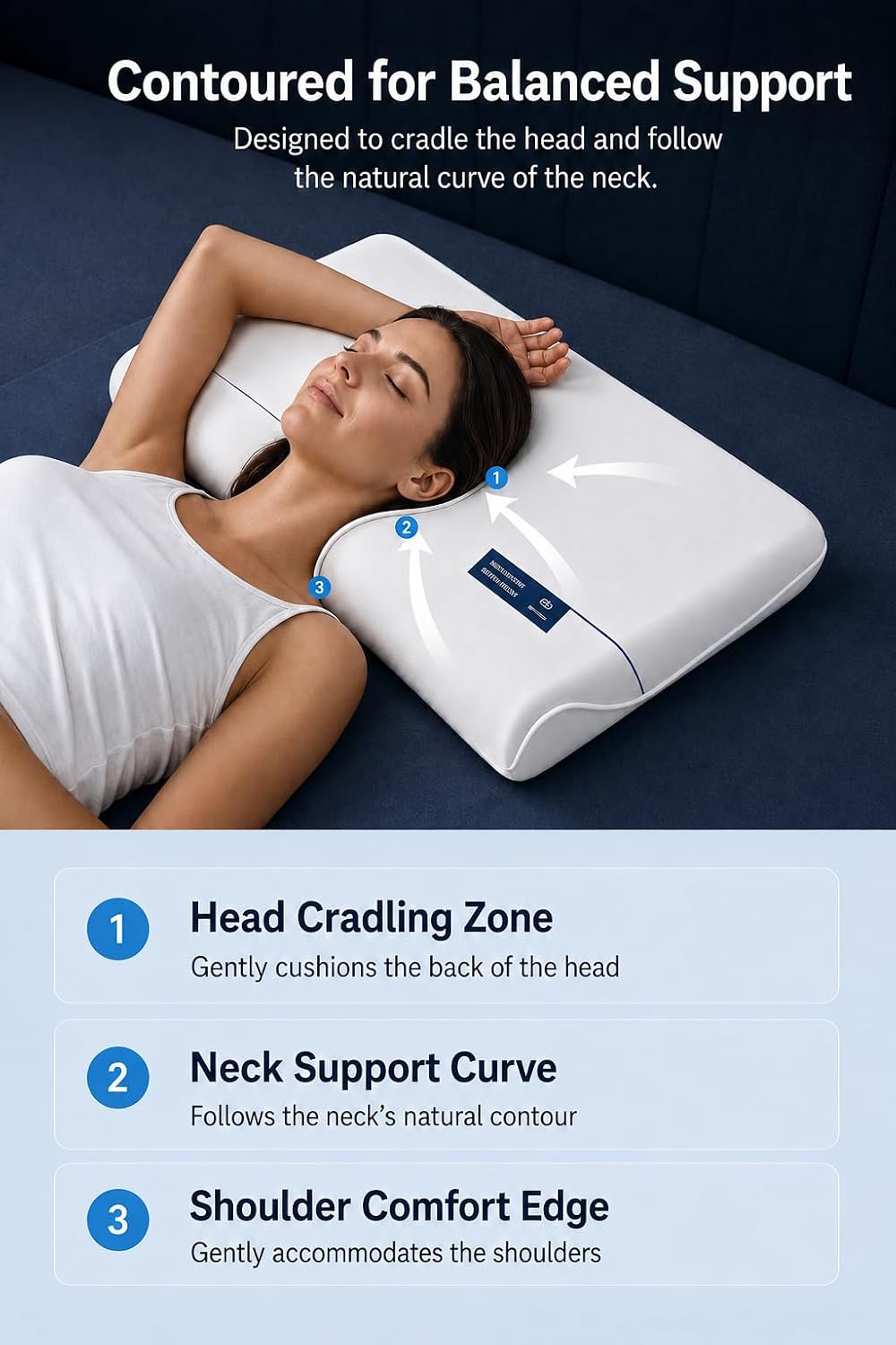 Almohada de espuma viscoelástica, funda de enfriamiento, soporte er...