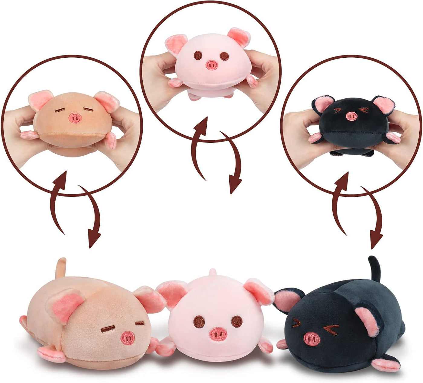 Achwishap 4 peluches de cerdo, 19.6 pulgadas, mamá y 3 bebés de cer...