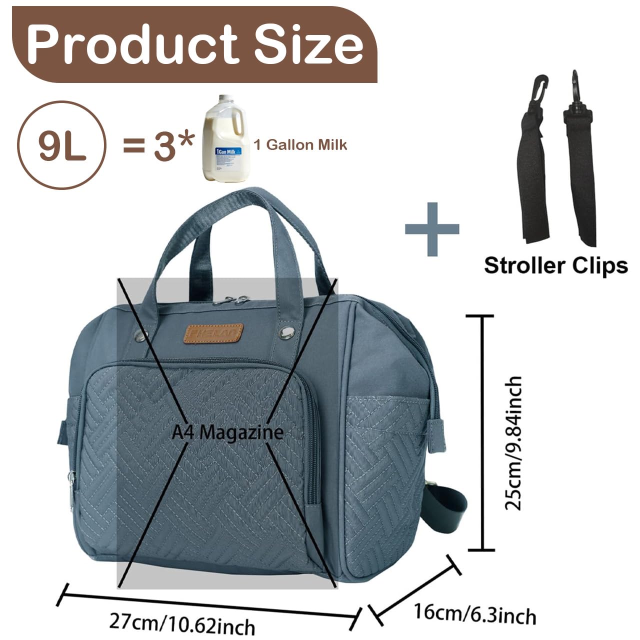 FHELAD Pequeña bolsa de pañales para mujer, mini bolsa de bebé 4 en...