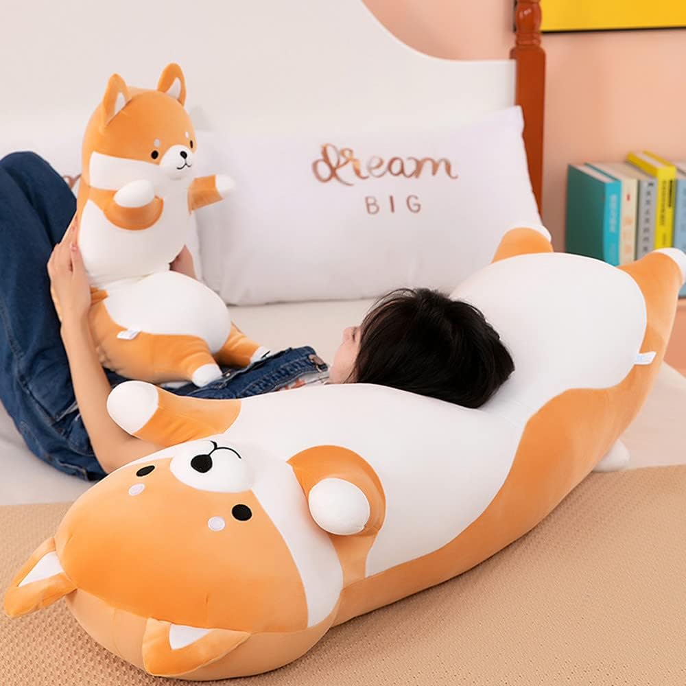 MIAOHAHA Almohada larga de peluche suave para perro Shiba Inu, jugu...