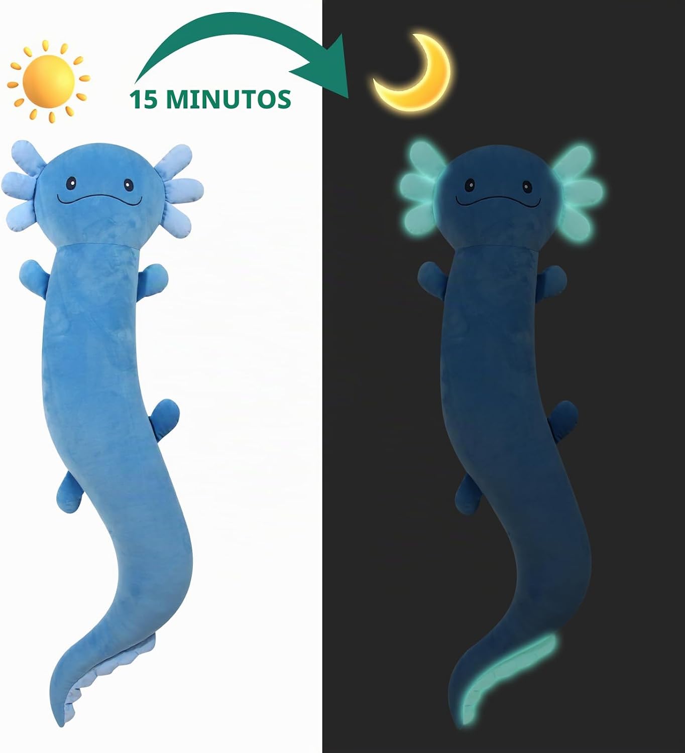 Tianmihou - Peluche gigante de axolotl de 48 pulgadas, axolotl azul...