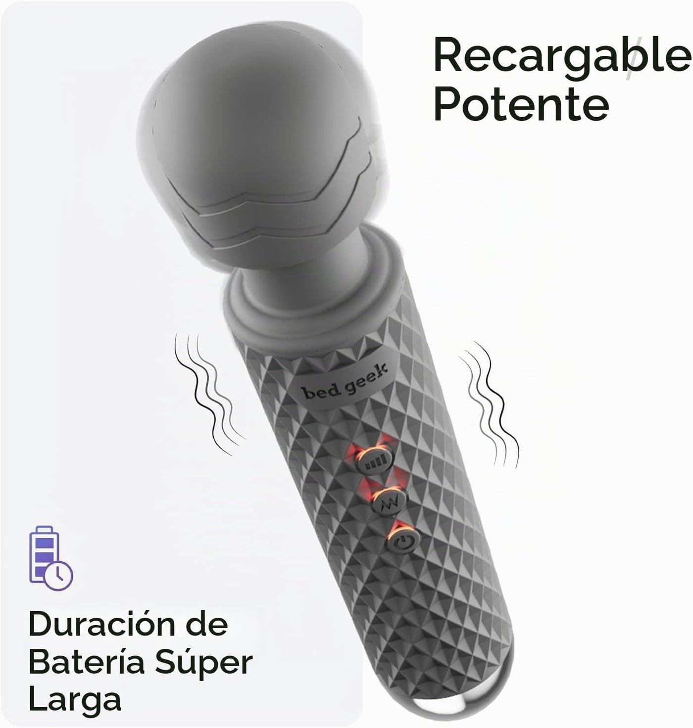 Bed Geek - Masajeador de varita personal inalámbrico de mano \u2013...