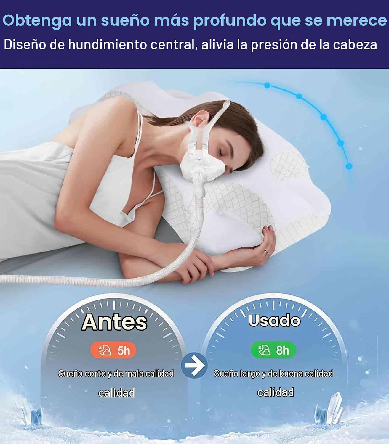 Almohada IKSTAR para sueño profundo CPAP para dormir de lado para t...