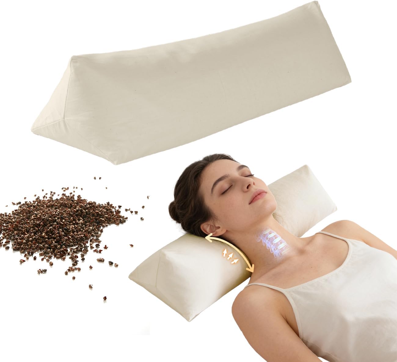 LOFE Almohada de trigo sarraceno \u2013 Almohada de cuello ajustabl...
