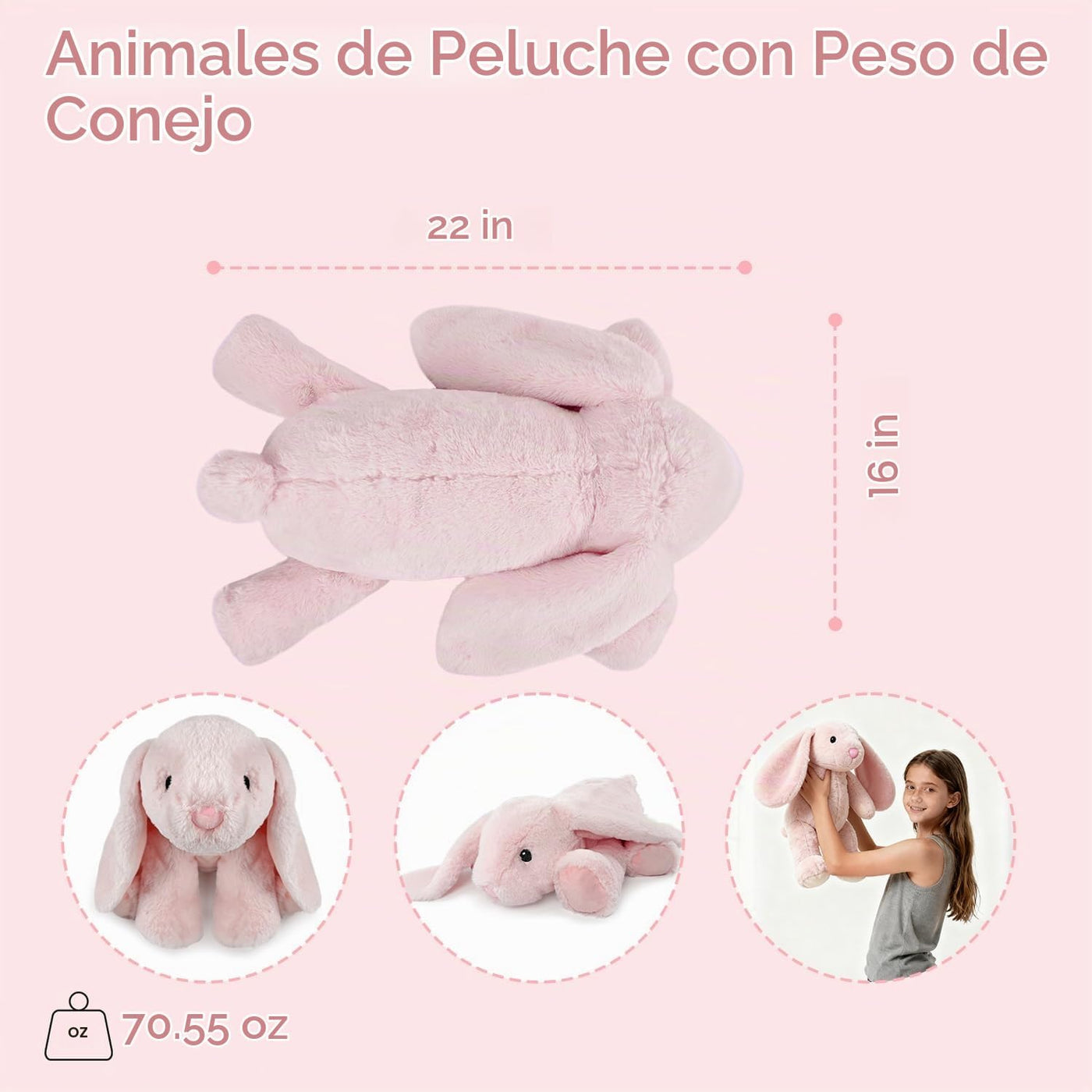 Lindo conejito de peluche con peso de 4.5 libras, de 22 pulgadas, s...