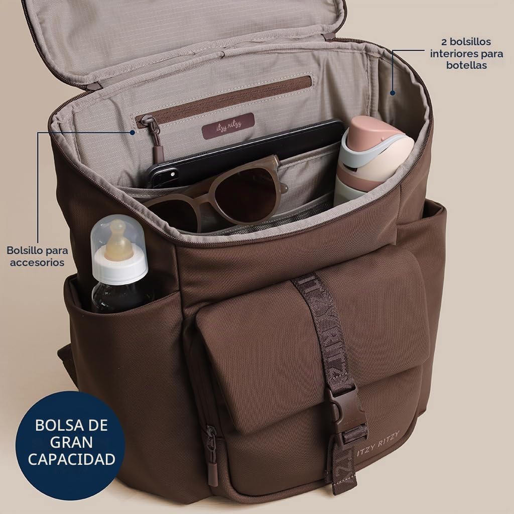 Itzy Ritzy Belong - Mochila ligera para pañales con 16 bolsillos, a...