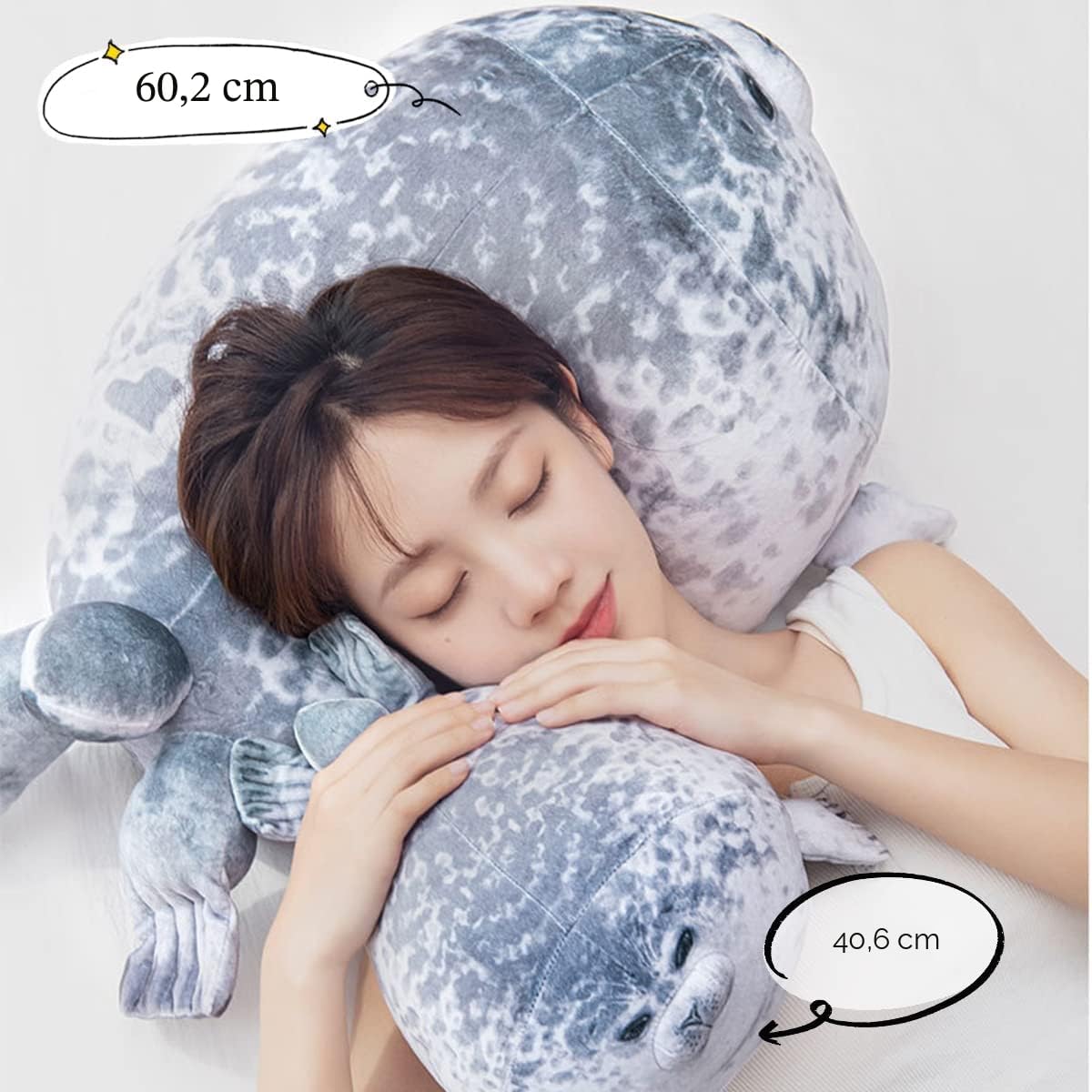 YESGIRL Almohada de foca de peluche de 16 pulgadas, linda y suave:...