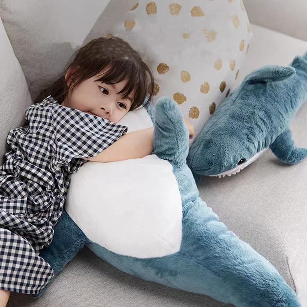 XIYUAN Almohada de peluche de tiburón de 23.6 pulgadas, almohada de...