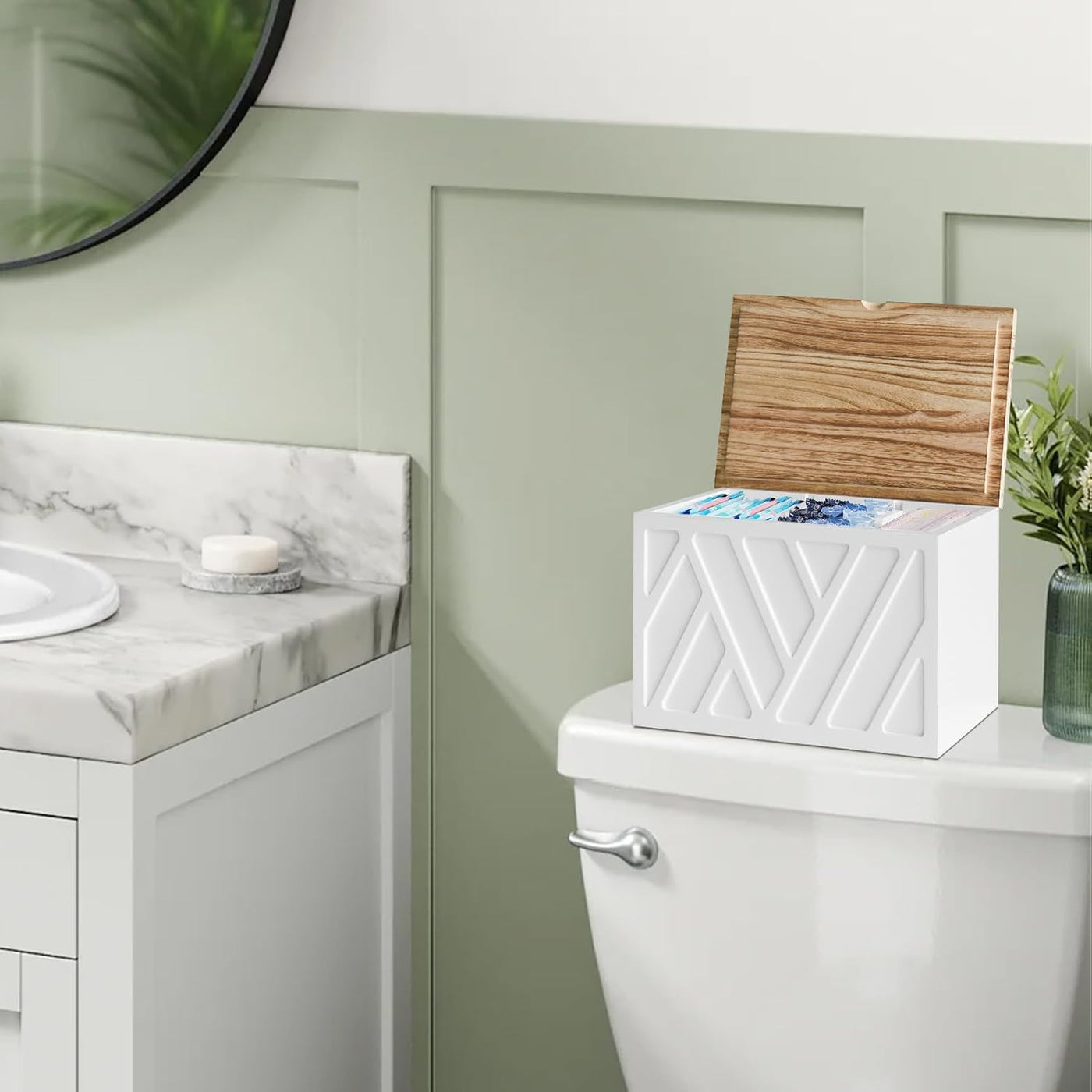 Soporte para tampones para decoración de baño, organizador de produ...