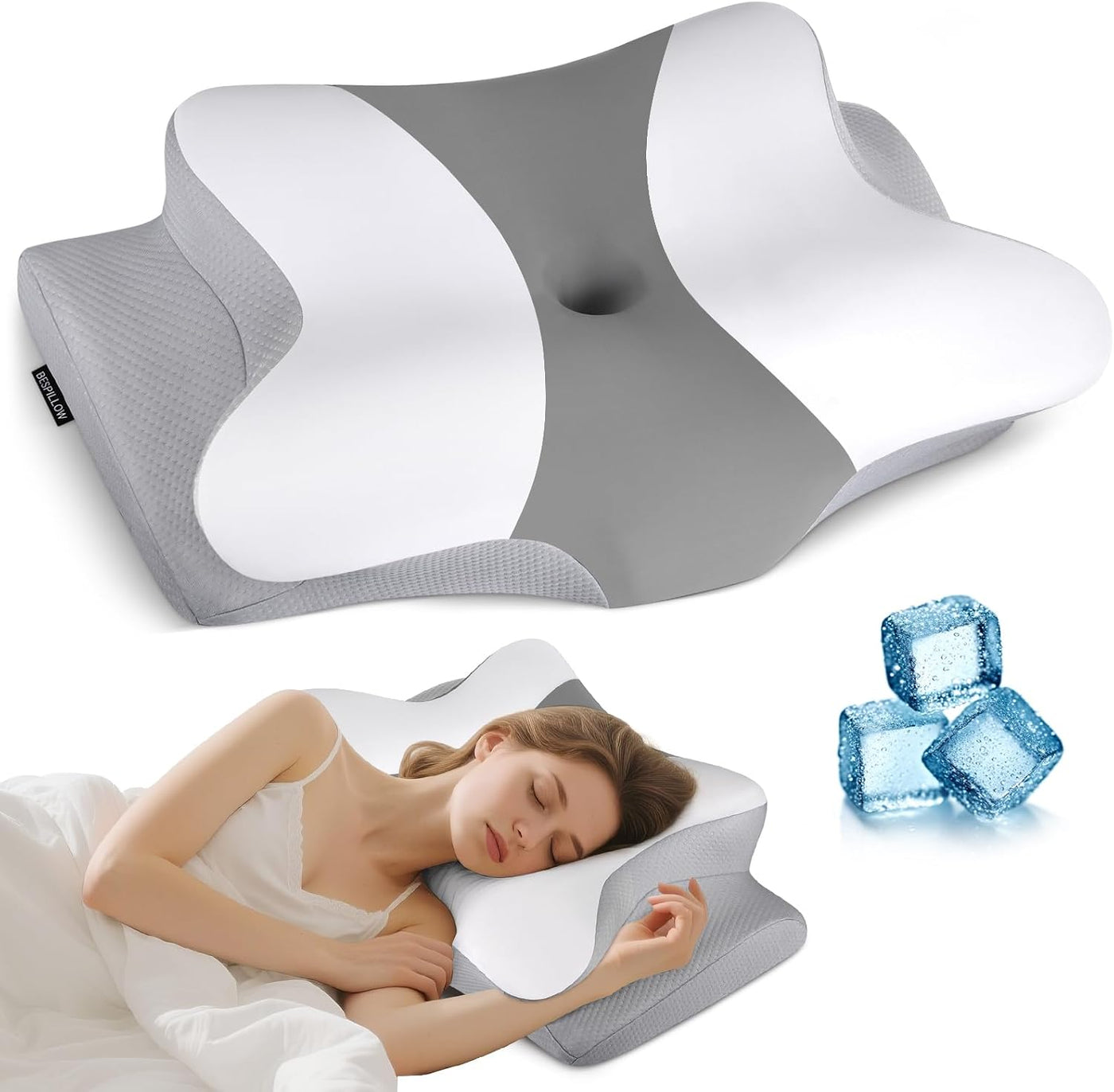 Almohada cervical para el cuello para aliviar el dolor, almohada er...