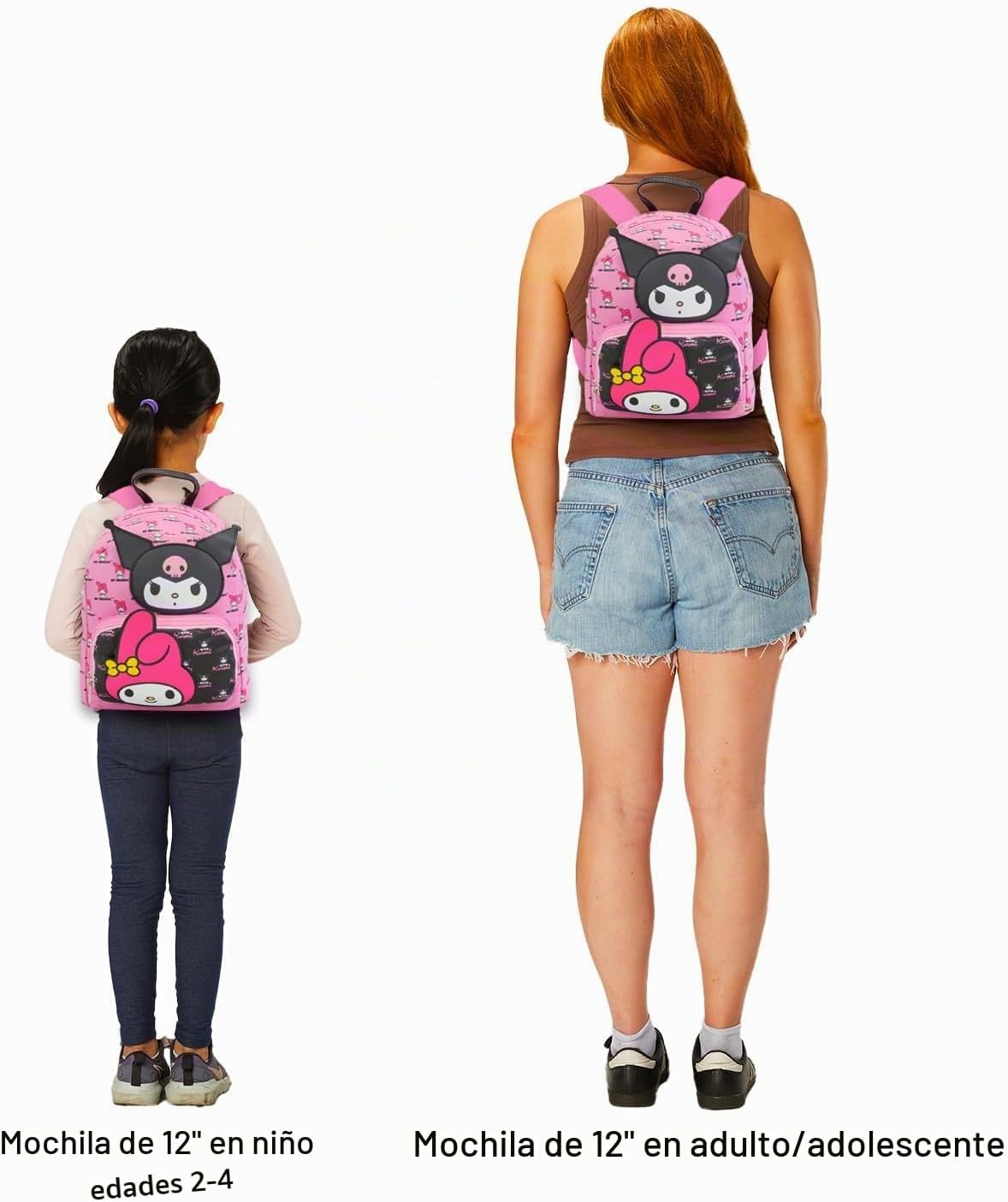 My Melody and Kuromi - Juego de mochila de piel sintética de 12 pul...