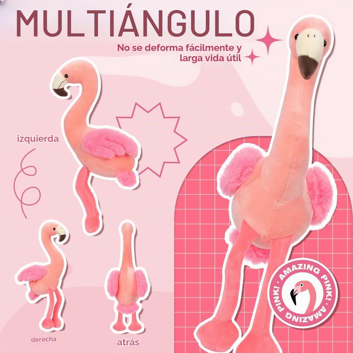 AIXINI Juguetes de peluche de flamenco suave de 19 pulgadas, flamen...