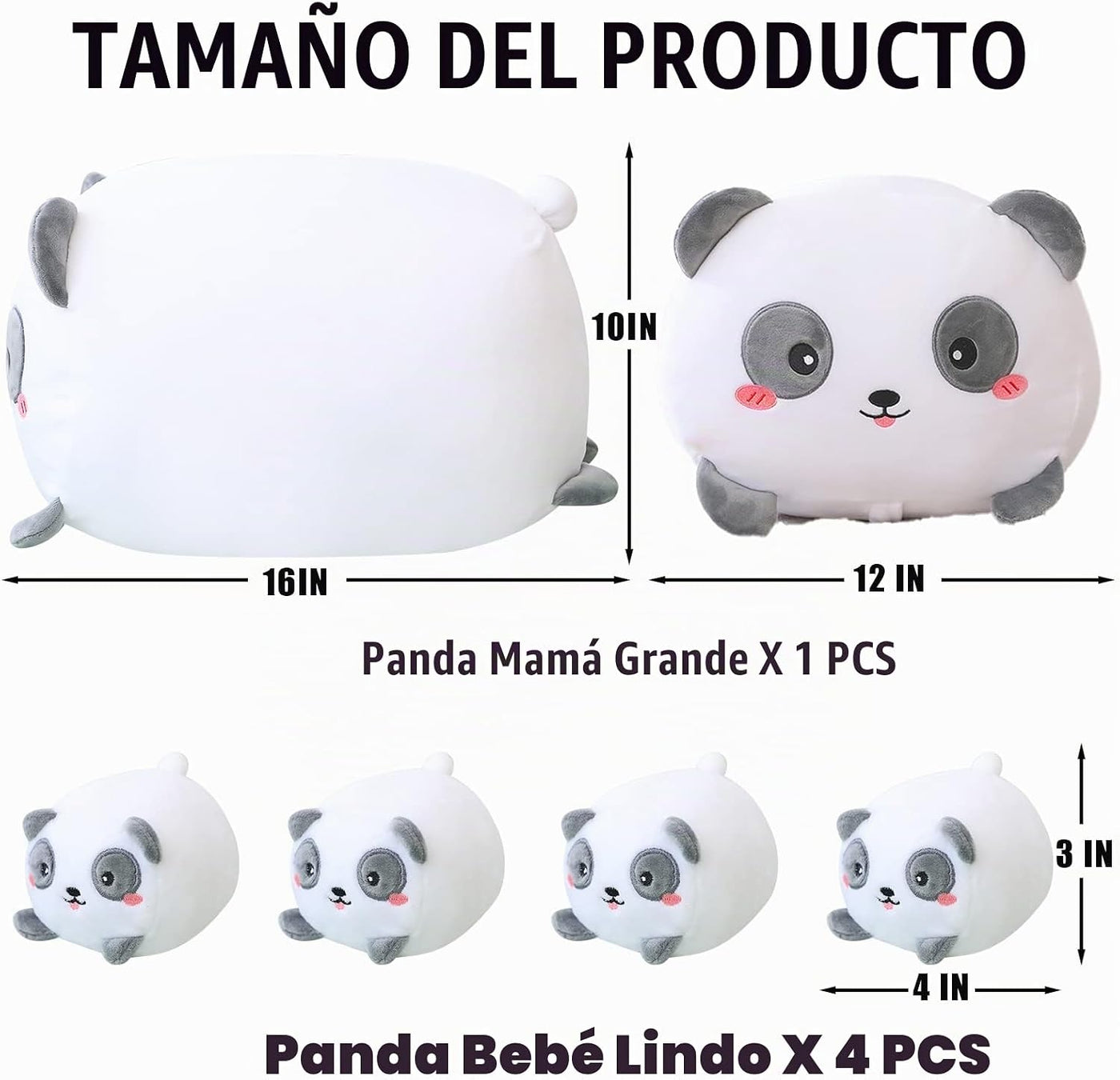 SQEQE Panda Mommy - Animal de peluche con 4 pandas de bebé, juguete...