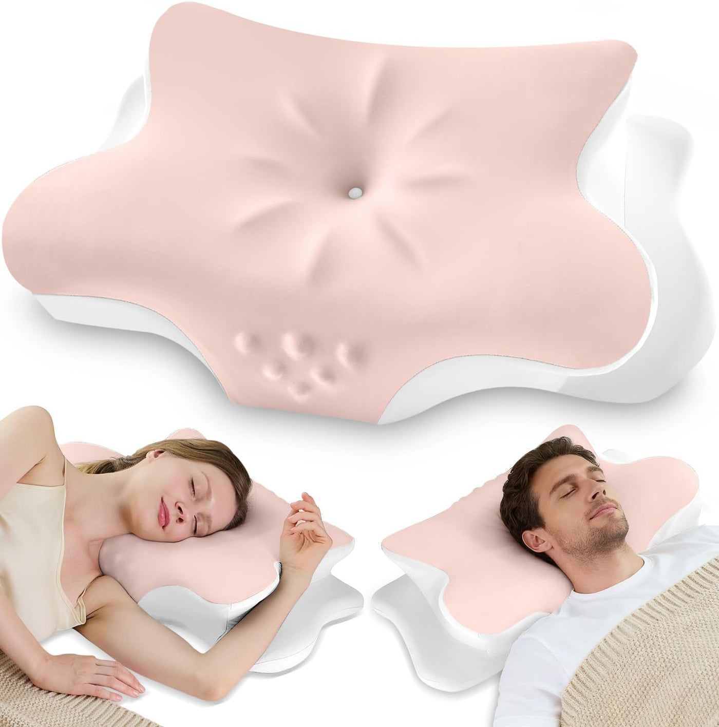 Almohada cervical para el cuello para aliviar el dolor, almohada er...