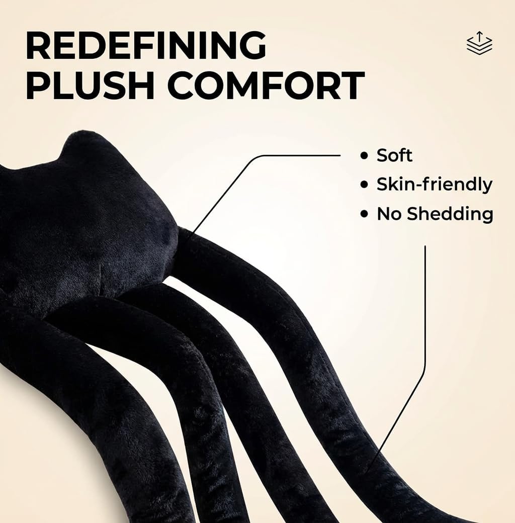 vitegaw Almohada larga de felpa con diseño de gato negro de 39 pulg...