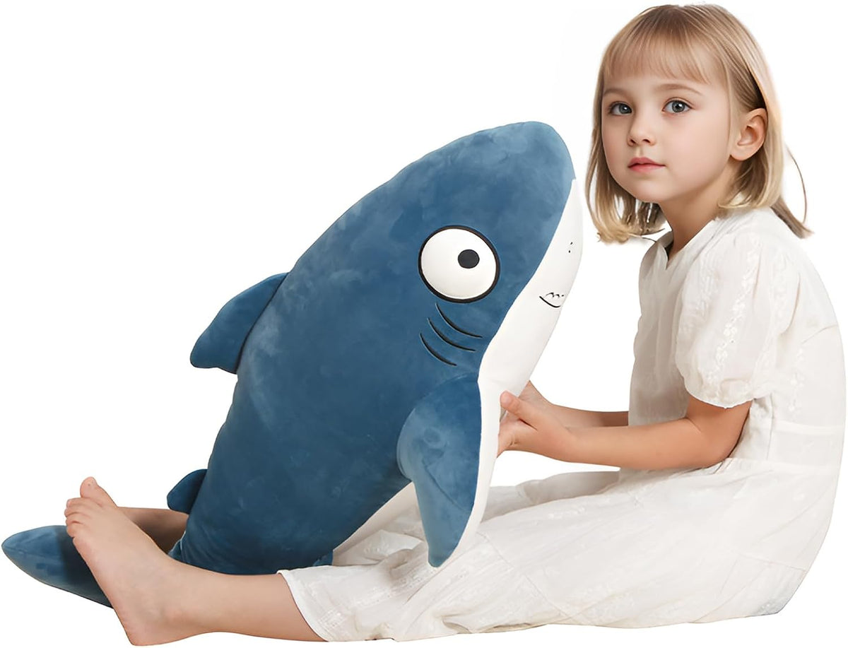 Peluche de tiburones gigantes azules de 32 pulgadas, animales de pe...