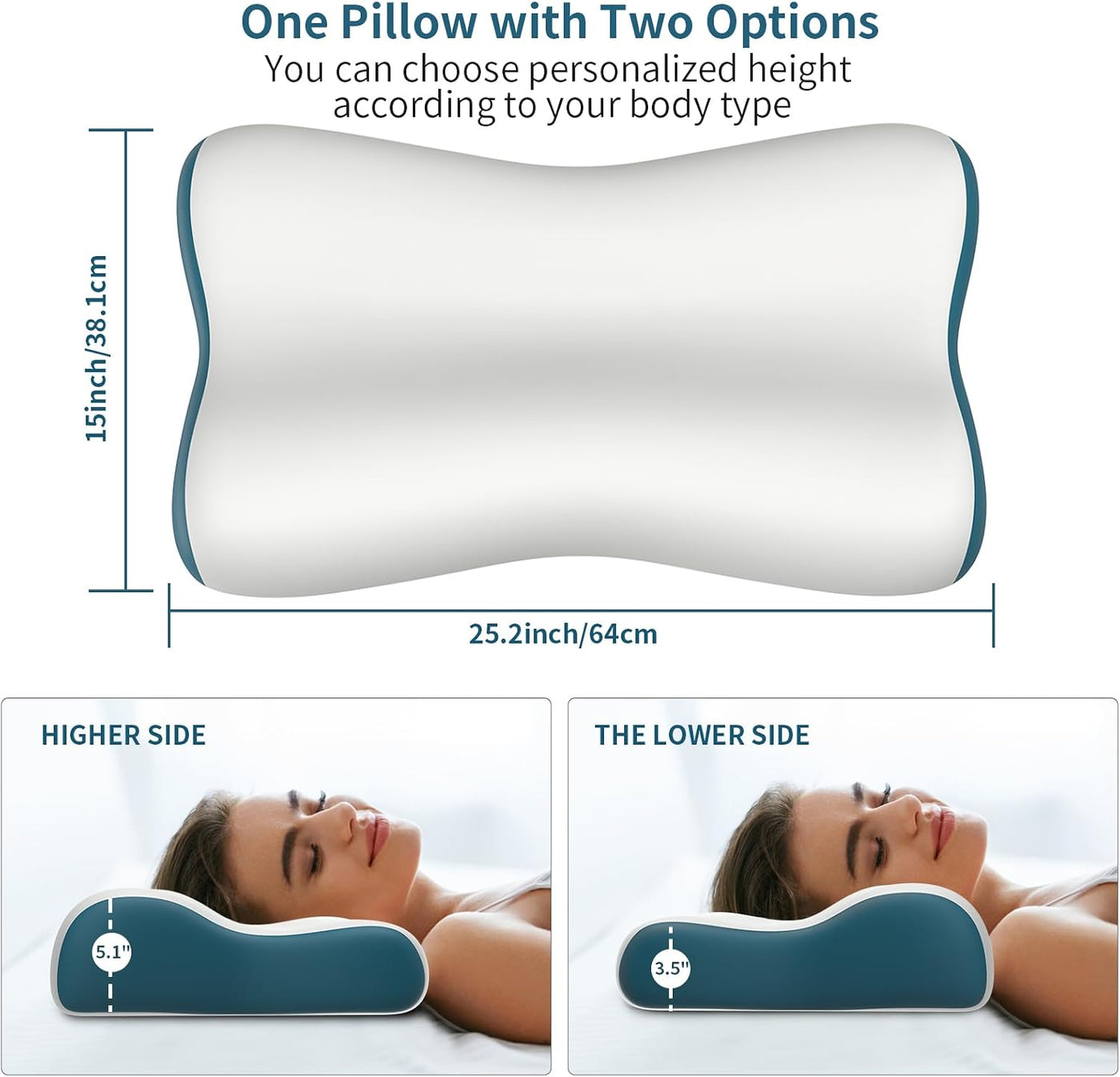 Almohada cervical de contorno de espuma viscoelástica para aliviar...