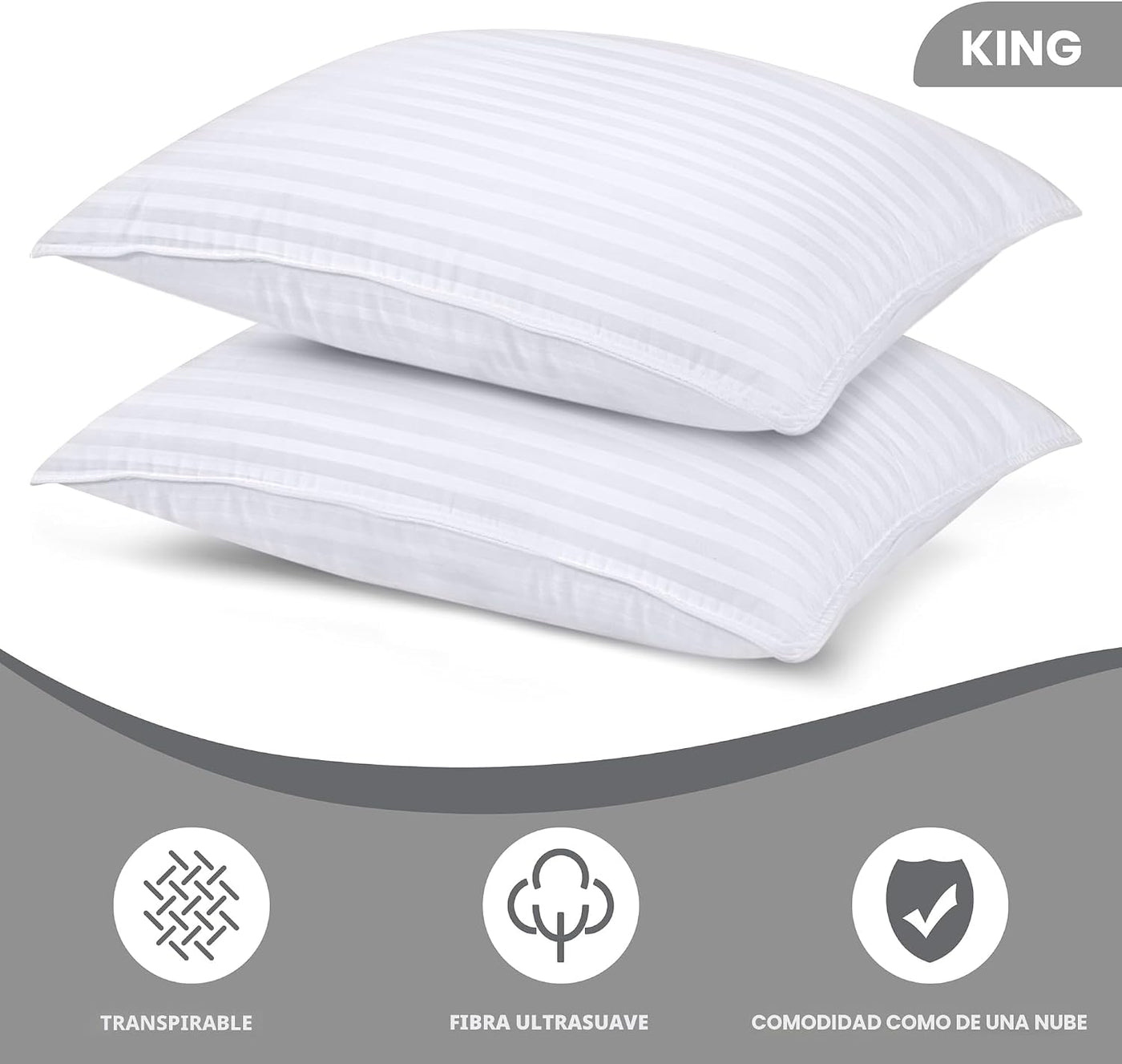 Utopia Bedding - Juego de 2 almohadas de cama para dormir, tamaño K...