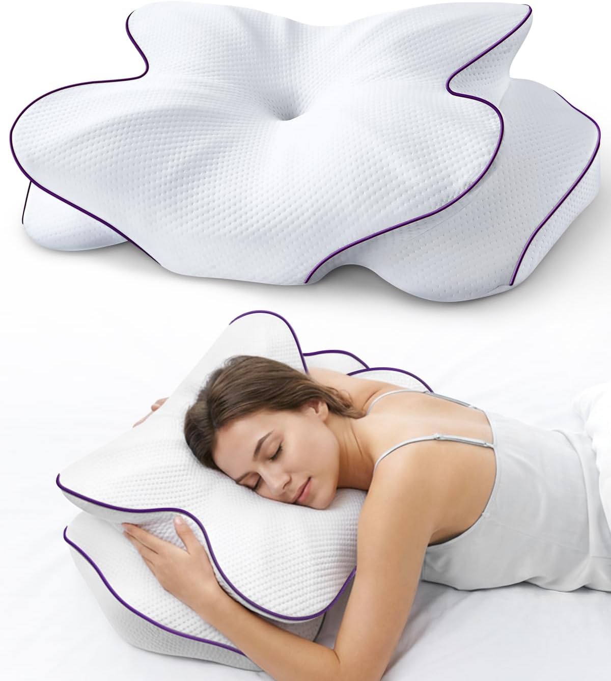 AZBESTPRO Almohada cervical de espuma viscoelástica para soporte de...