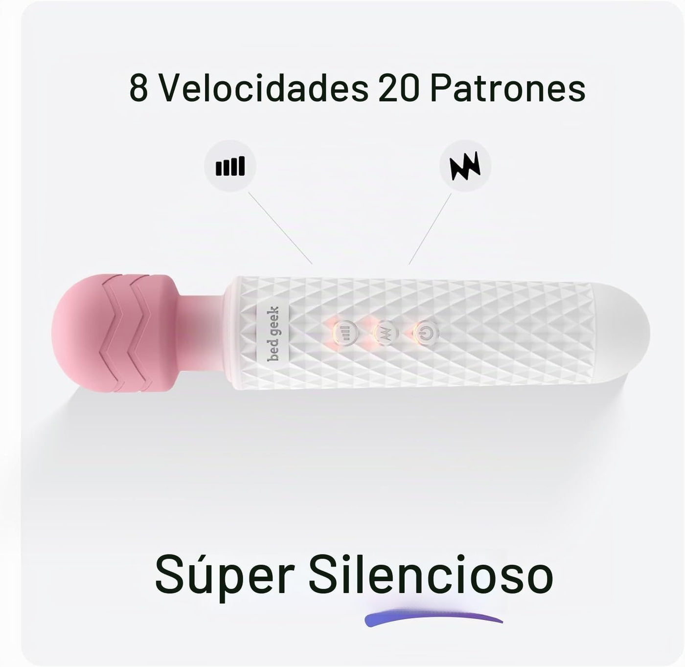bed geek Masajeador personal inalámbrico de mano, impermeable, reca...