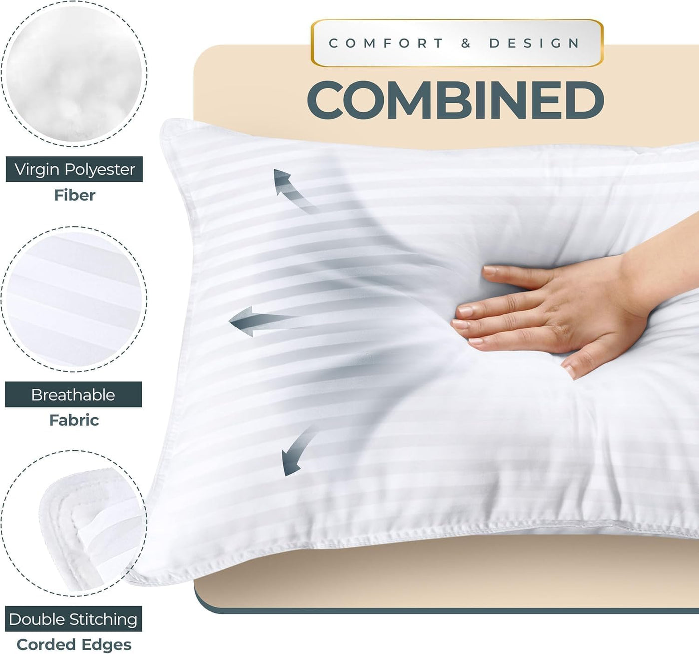 Utopia Bedding Juego de 4 almohadas de cama de hotel para dormir, a...