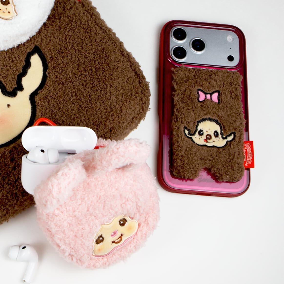 Sonix x Monchhichi - Cartera magnética de felpa para teléfono, boni...