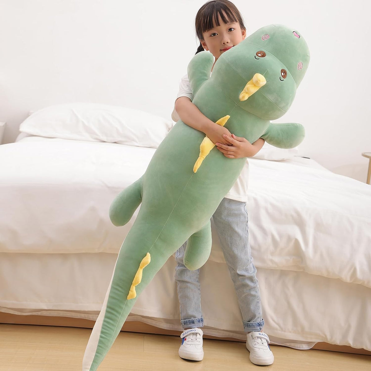 Tianmihou Almohada de felpa de dinosaurio gigante de 52 pulgadas, a...