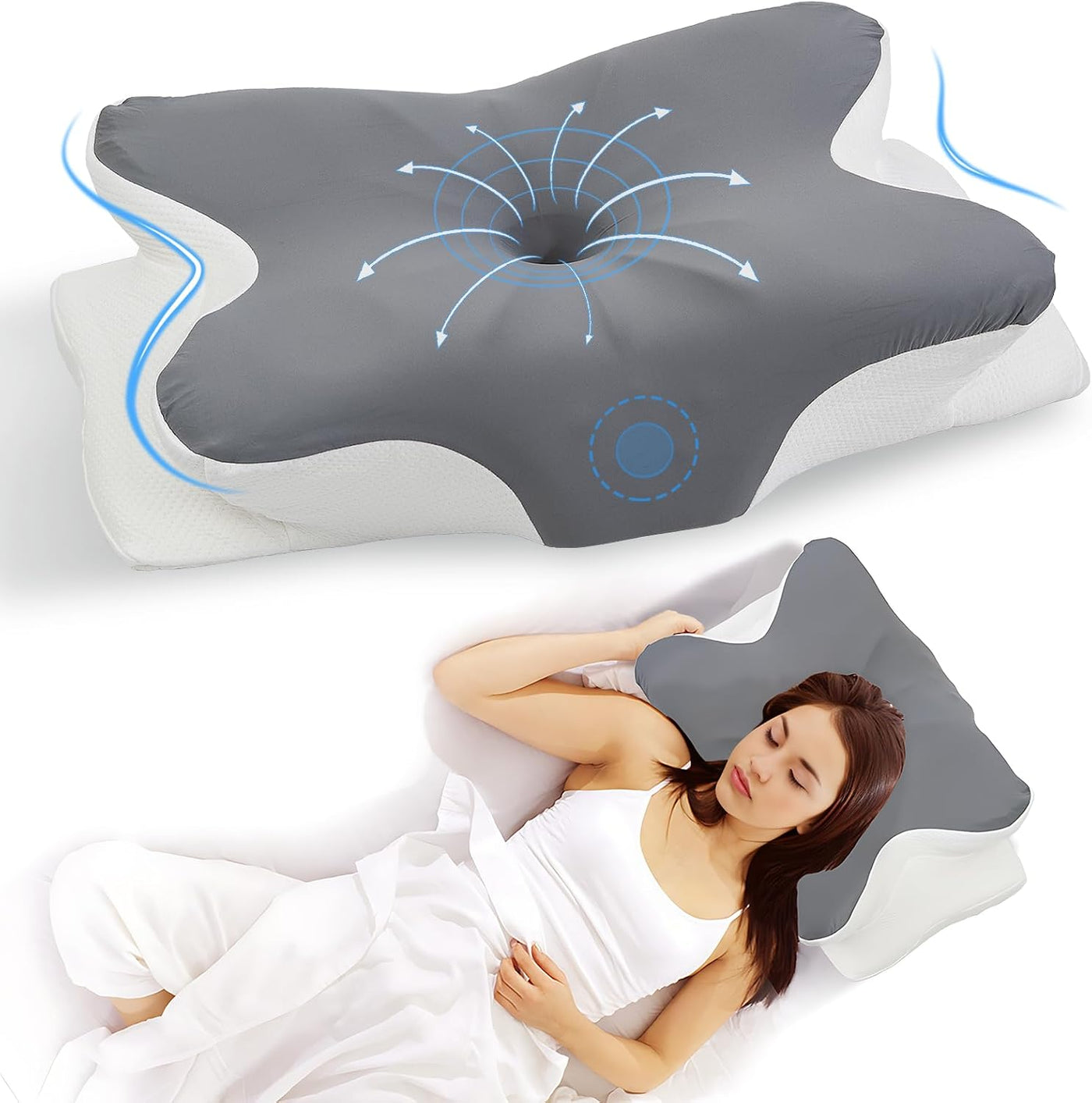 Almohada cervical para el cuello para aliviar el dolor, almohadas e...