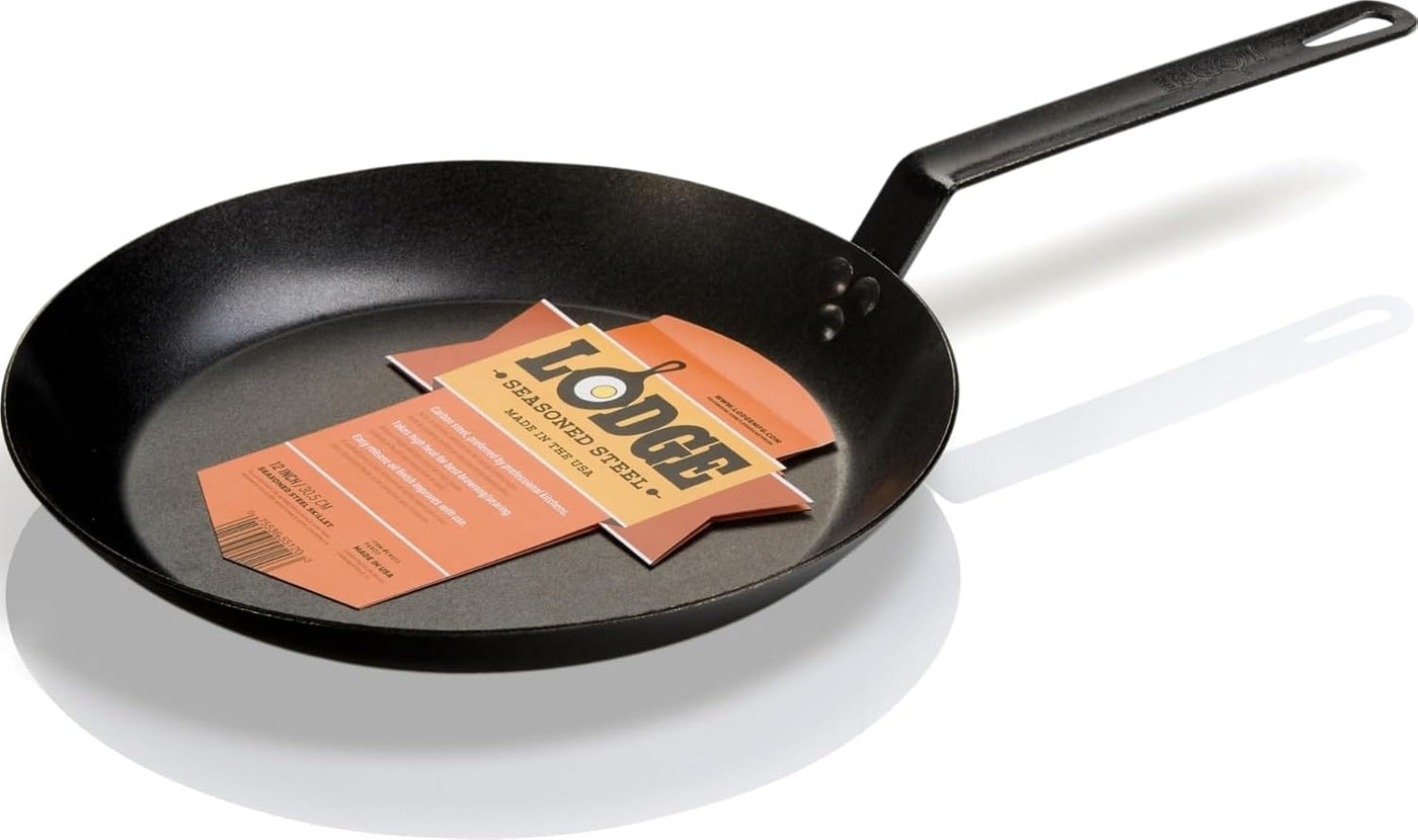 Sartén de acero al carbono de Lodge, 12", Negro | Sartén ligera...