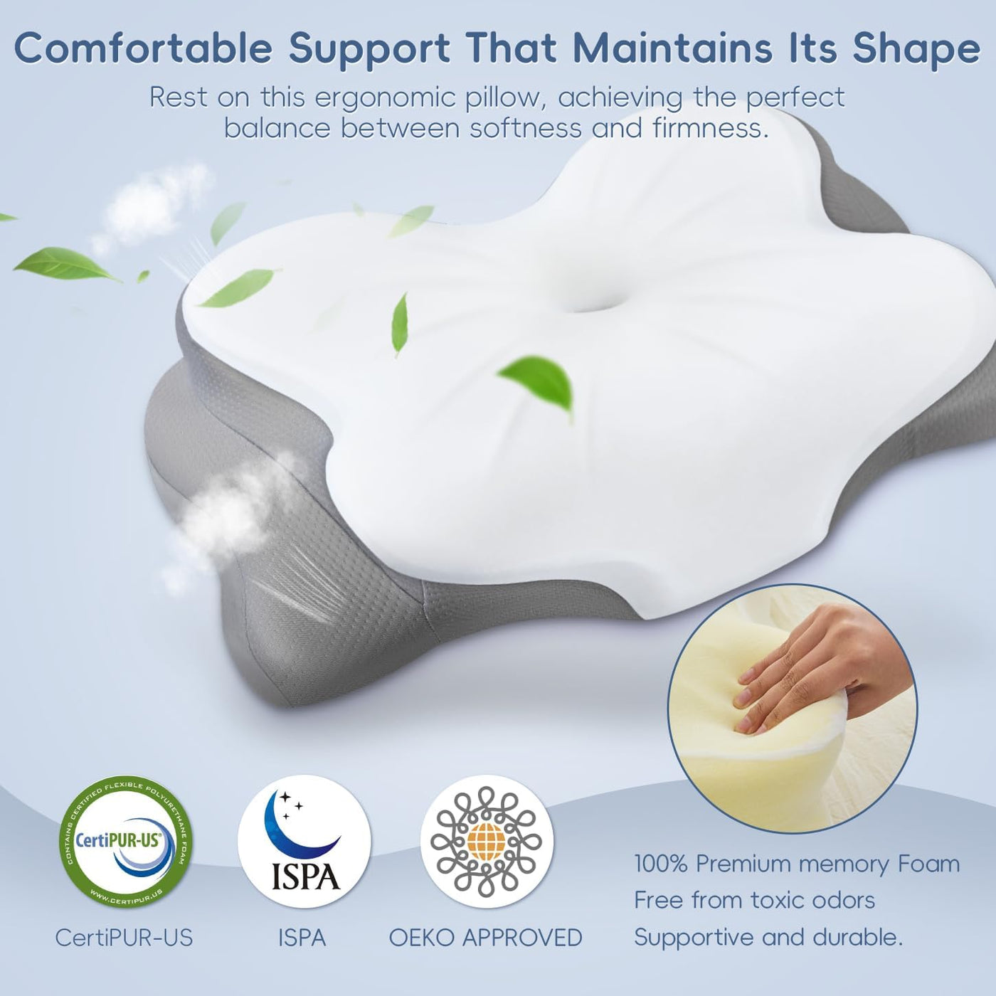 Almohada de espuma viscoelástica, almohada cervical de 2 alturas pa...