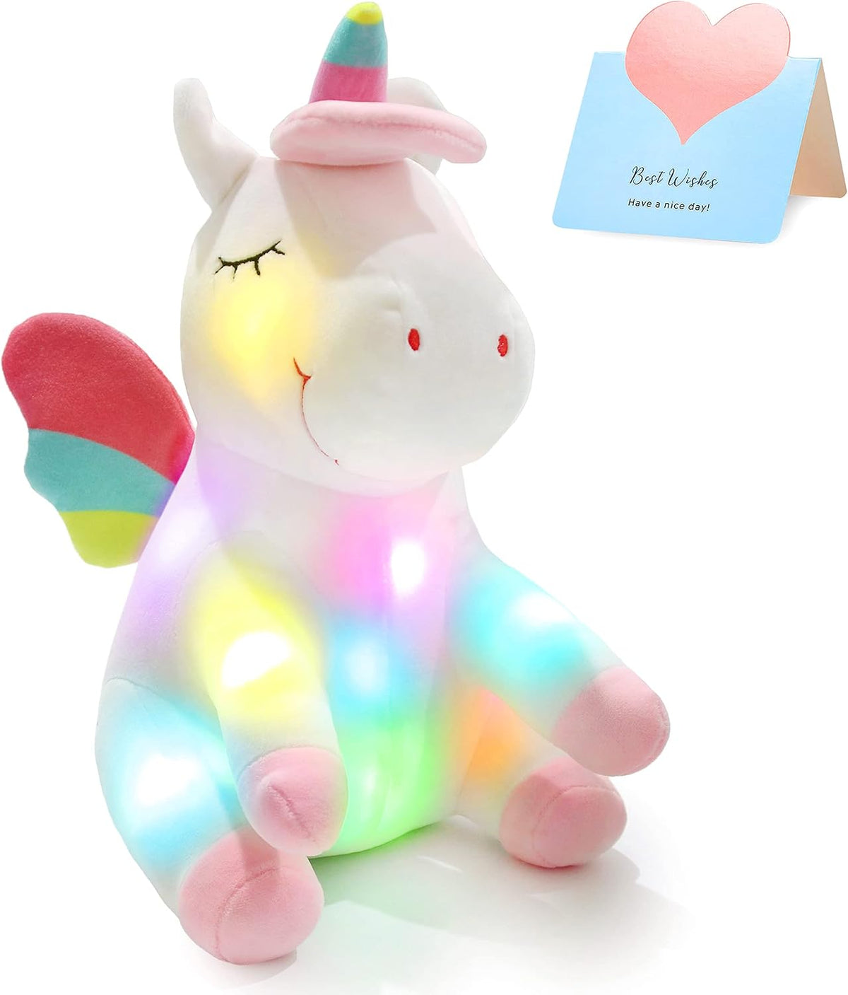 Athoinsu Peluche de unicornio de 12 pulgadas con luces LED colorida...