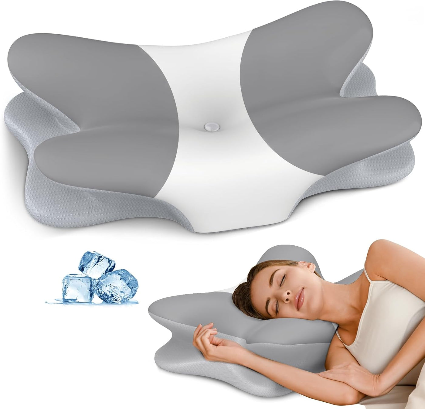 Almohada cervical para el cuello para aliviar el dolor, almohada er...