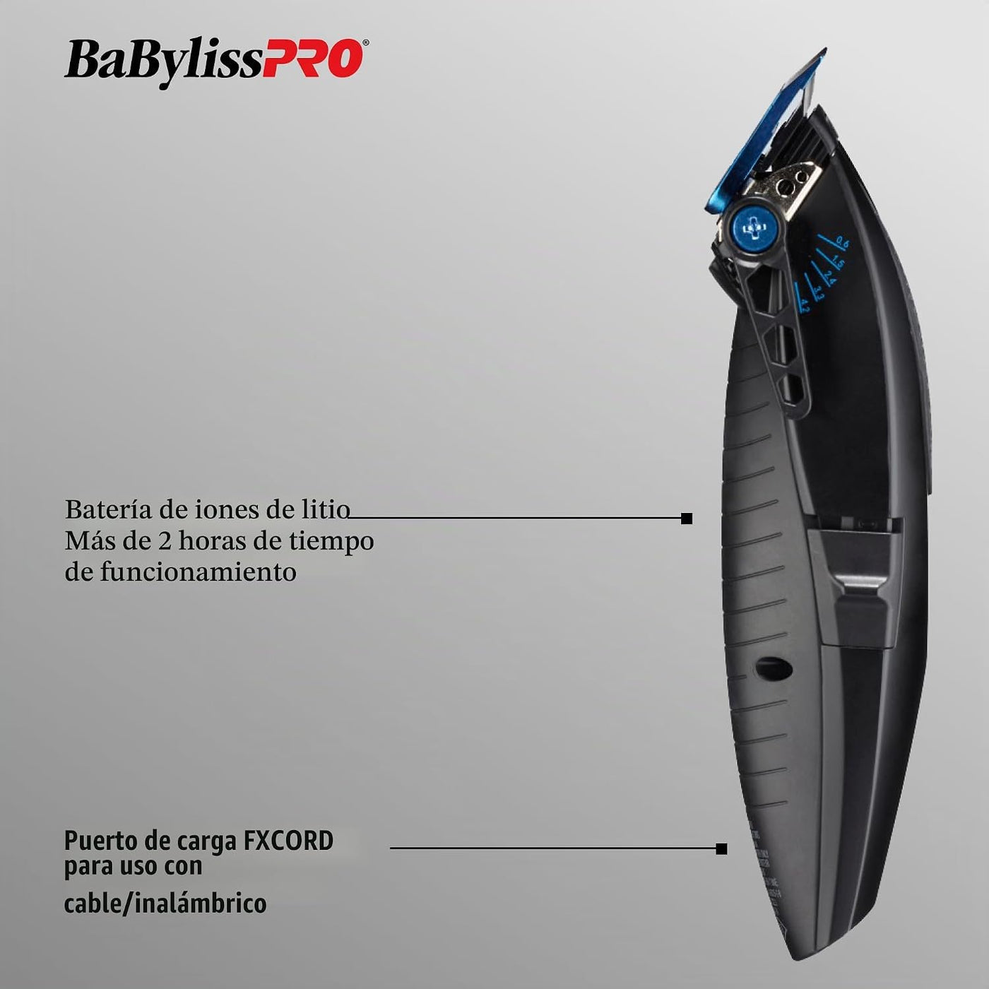 BaBylissPRO LithiumFX Cord\/Cortapelos ergonómicos de litio inalámb...